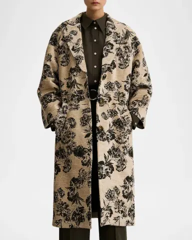 SMYTHE Floral Jacquard Midi Coat | Thumbnail 4 SMYTHE Floral Jacquard Midi Coat | Thumbnail 4
