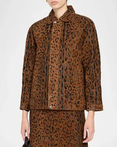 Kobi Halperin Lana Beaded Animal-Print Suede Jacket | Thumbnail 4 Kobi Halperin Lana Beaded Animal-Print Suede Jacket | Thumbnail 4