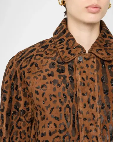 Kobi Halperin Lana Beaded Animal-Print Suede Jacket | Thumbnail 5 Kobi Halperin Lana Beaded Animal-Print Suede Jacket | Thumbnail 5