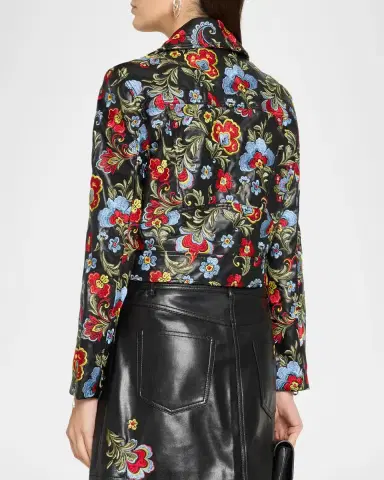 Cinq à Sept Genevive Floral-Embroidered Biker Jacket | Thumbnail 3 Cinq à Sept Genevive Floral-Embroidered Biker Jacket | Thumbnail 3