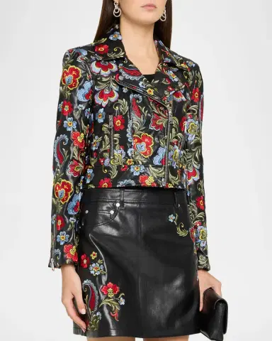 Cinq à Sept Genevive Floral-Embroidered Biker Jacket | Thumbnail 4 Cinq à Sept Genevive Floral-Embroidered Biker Jacket | Thumbnail 4