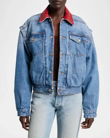 Isabel Marant Devyn Reversible Leather & Denim Jacket | Thumbnail 4 Isabel Marant Devyn Reversible Leather & Denim Jacket | Thumbnail 4