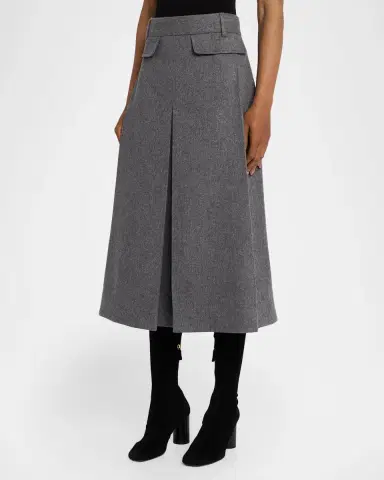 Co Front Pocket Pleated Wool-Cashmere Midi Skirt | Thumbnail 4 Co Front Pocket Pleated Wool-Cashmere Midi Skirt | Thumbnail 4