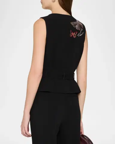 Cinq à Sept Heatset Butterfly Belted Waistcoat | Thumbnail 3 Cinq à Sept Heatset Butterfly Belted Waistcoat | Thumbnail 3