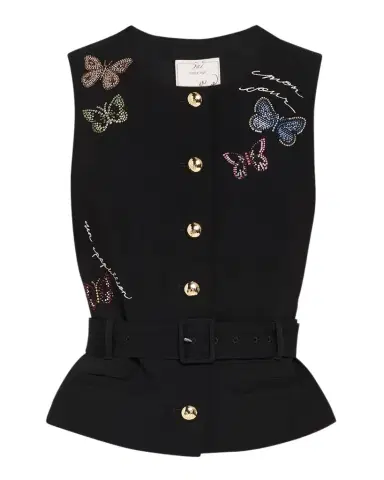 Cinq à Sept Heatset Butterfly Belted Waistcoat | Thumbnail 1 Cinq à Sept Heatset Butterfly Belted Waistcoat | Thumbnail 1