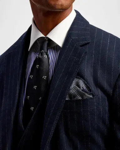 Ralph Lauren Purple Label Men's Plaid Cashmere-Silk Pocket Square | Thumbnail 3 Ralph Lauren Purple Label Men's Plaid Cashmere-Silk Pocket Square | Thumbnail 3