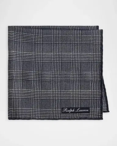 Ralph Lauren Purple Label Men's Plaid Cashmere-Silk Pocket Square | Thumbnail 4 Ralph Lauren Purple Label Men's Plaid Cashmere-Silk Pocket Square | Thumbnail 4