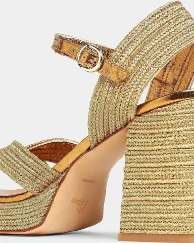 Castañer Valle Metallic Raffia Platform Sandals | Thumbnail 3 Castañer Valle Metallic Raffia Platform Sandals | Thumbnail 3