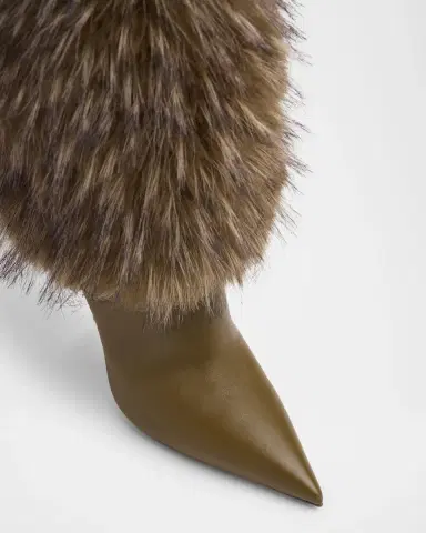 Christian Louboutin 100mm Yangzee Faux Fur Leather Knee-High Boots | Thumbnail 4 Christian Louboutin 100mm Yangzee Faux Fur Leather Knee-High Boots | Thumbnail 4
