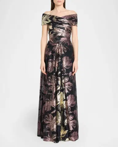 Talbot Runhof Autumn Leaf Ombre Voile Off-The-Shoulder Gown | Thumbnail 2 Talbot Runhof Autumn Leaf Ombre Voile Off-The-Shoulder Gown | Thumbnail 2