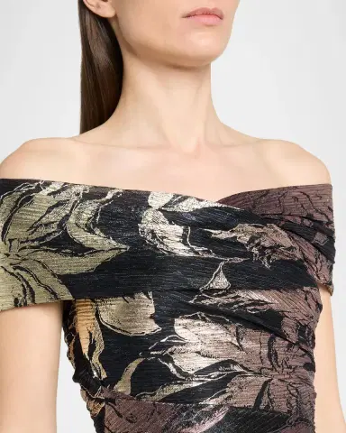Talbot Runhof Autumn Leaf Ombre Voile Off-The-Shoulder Gown | Thumbnail 5 Talbot Runhof Autumn Leaf Ombre Voile Off-The-Shoulder Gown | Thumbnail 5