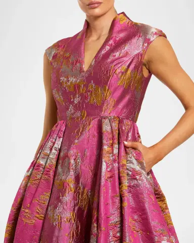 Mac Duggal Brocade Sleeveless Fit && Flare Gown | Thumbnail 4 Mac Duggal Brocade Sleeveless Fit && Flare Gown | Thumbnail 4