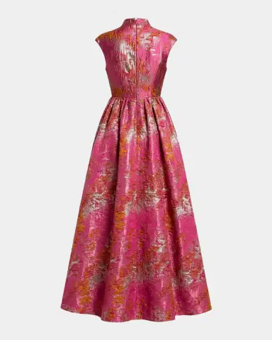 Mac Duggal Brocade Sleeveless Fit && Flare Gown | Thumbnail 5 Mac Duggal Brocade Sleeveless Fit && Flare Gown | Thumbnail 5