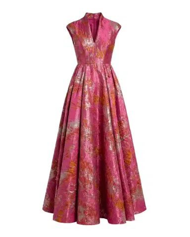 Mac Duggal Brocade Sleeveless Fit && Flare Gown | Thumbnail 1 Mac Duggal Brocade Sleeveless Fit && Flare Gown | Thumbnail 1
