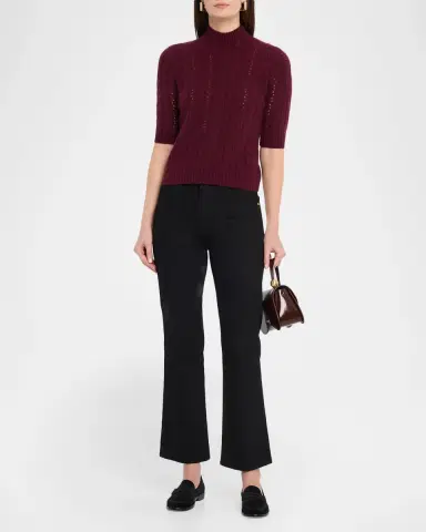 Neiman Marcus Cable-Knit Shrunken Cashmere Sweater | Thumbnail 2 Neiman Marcus Cable-Knit Shrunken Cashmere Sweater | Thumbnail 2