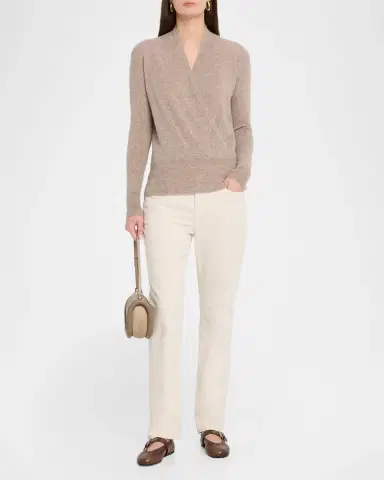 Neiman Marcus Wrap-Front Cashmere Top | Thumbnail 2 Neiman Marcus Wrap-Front Cashmere Top | Thumbnail 2