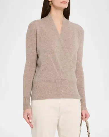 Neiman Marcus Wrap-Front Cashmere Top | Thumbnail 4 Neiman Marcus Wrap-Front Cashmere Top | Thumbnail 4