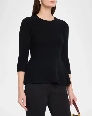 Neiman Marcus Cashmere Peplum Top | Thumbnail 4 Neiman Marcus Cashmere Peplum Top | Thumbnail 4
