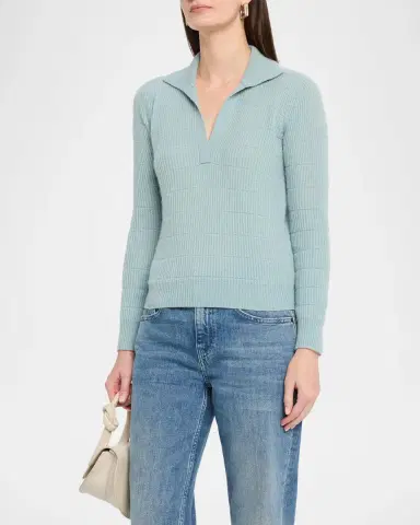 Neiman Marcus Cashmere Polo Sweater | Thumbnail 4 Neiman Marcus Cashmere Polo Sweater | Thumbnail 4