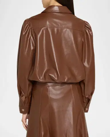 Cinq à Sept Vegan Leather Puff-Sleeve Jacket | Thumbnail 3 Cinq à Sept Vegan Leather Puff-Sleeve Jacket | Thumbnail 3