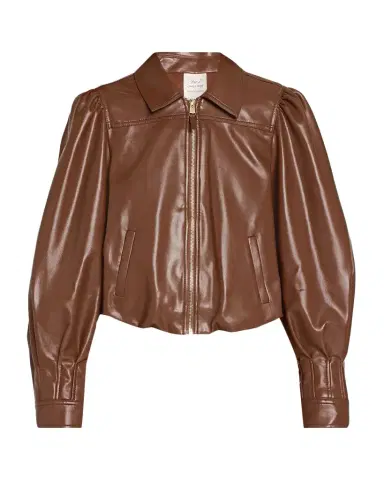 Cinq à Sept Vegan Leather Puff-Sleeve Jacket | Thumbnail 1 Cinq à Sept Vegan Leather Puff-Sleeve Jacket | Thumbnail 1