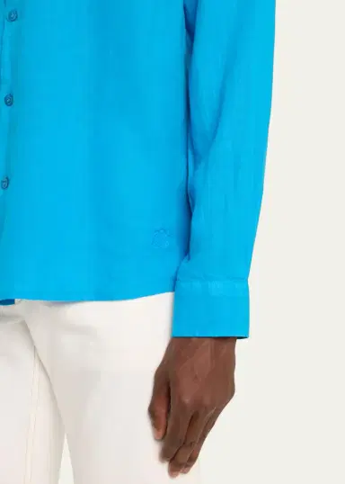 Vilebrequin Men's Caroubis Solid Linen Sport Shirt | Thumbnail 5 Vilebrequin Men's Caroubis Solid Linen Sport Shirt | Thumbnail 5