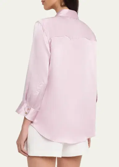 L'Agence Dani Silk Satin 3/4-Sleeve Button-Down Blouse | Thumbnail 15 L'Agence Dani Silk Satin 3/4-Sleeve Button-Down Blouse | Thumbnail 15