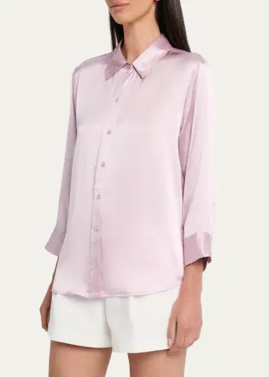 L'Agence Dani Silk Satin 3/4-Sleeve Button-Down Blouse | Thumbnail 16 L'Agence Dani Silk Satin 3/4-Sleeve Button-Down Blouse | Thumbnail 16