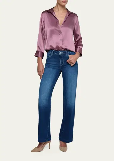 L'Agence Dani Silk Satin 3/4-Sleeve Button-Down Blouse | Thumbnail 18 L'Agence Dani Silk Satin 3/4-Sleeve Button-Down Blouse | Thumbnail 18