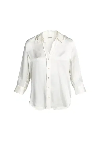 L'Agence Dani Silk Satin 3/4-Sleeve Button-Down Blouse | Thumbnail 1 L'Agence Dani Silk Satin 3/4-Sleeve Button-Down Blouse | Thumbnail 1