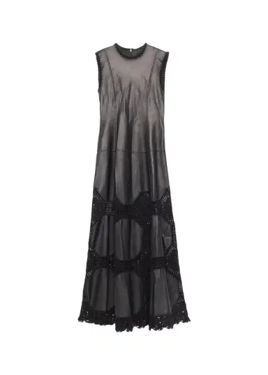 Ulla Johnson Ilana Sleeveless Crochet Knit & Leather Midi Dress | Thumbnail 1 Ulla Johnson Ilana Sleeveless Crochet Knit & Leather Midi Dress | Thumbnail 1
