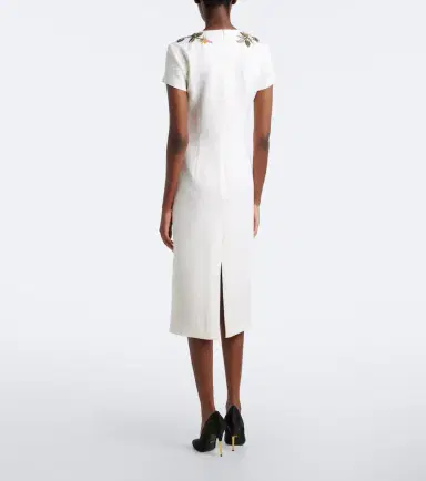 Oscar de la Renta Floral-appliqué wool-blend cocktail dress | Thumbnail 5 Oscar de la Renta Floral-appliqué wool-blend cocktail dress | Thumbnail 5