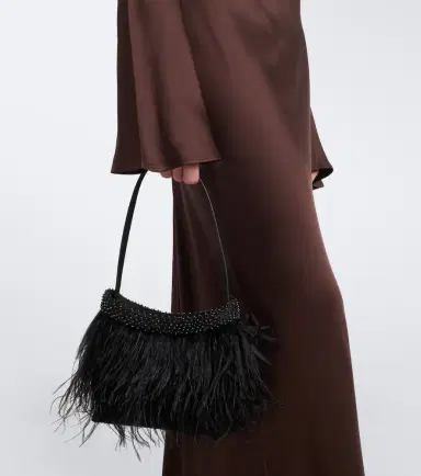 Staud Winslow feather-trimmed shoulder bag | Thumbnail 4 Staud Winslow feather-trimmed shoulder bag | Thumbnail 4