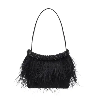 Staud Winslow feather-trimmed shoulder bag | Thumbnail 1 Staud Winslow feather-trimmed shoulder bag | Thumbnail 1