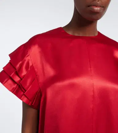 NOIR KEI NINOMIYA Pleated gathered satin midi dress | Thumbnail 4 NOIR KEI NINOMIYA Pleated gathered satin midi dress | Thumbnail 4