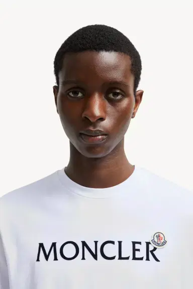 Moncler Flocked Logo Cotton T-shirt | Thumbnail 4 Moncler Flocked Logo Cotton T-shirt | Thumbnail 4