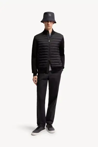 Moncler Padded Crêpe Cotton Zip-up Cardigan | Thumbnail 3 Moncler Padded Crêpe Cotton Zip-up Cardigan | Thumbnail 3