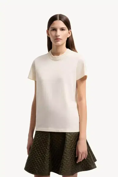 Moncler Crochet Accent Cotton T-shirt | Thumbnail 5 Moncler Crochet Accent Cotton T-shirt | Thumbnail 5