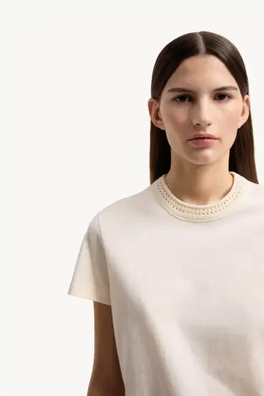 Moncler Crochet Accent Cotton T-shirt | Thumbnail 7 Moncler Crochet Accent Cotton T-shirt | Thumbnail 7