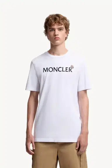 Moncler Flocked Logo Cotton T-shirt | Thumbnail 4 Moncler Flocked Logo Cotton T-shirt | Thumbnail 4