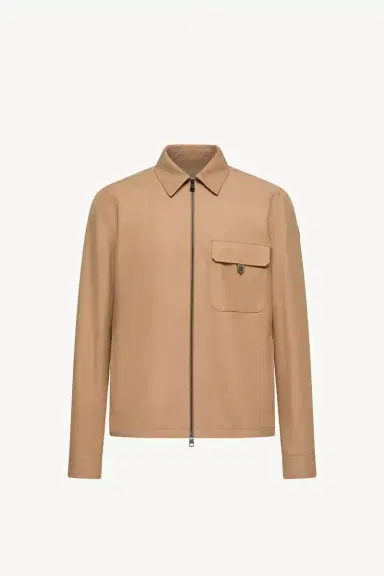 Moncler Leather Logo Cotton Blend Shirt Jacket | Thumbnail 2 Moncler Leather Logo Cotton Blend Shirt Jacket | Thumbnail 2