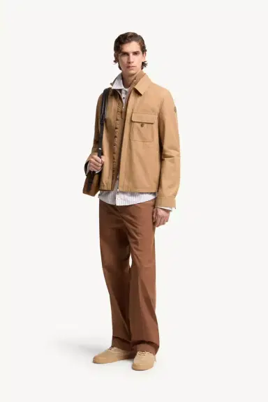 Moncler Leather Logo Cotton Blend Shirt Jacket | Thumbnail 3 Moncler Leather Logo Cotton Blend Shirt Jacket | Thumbnail 3