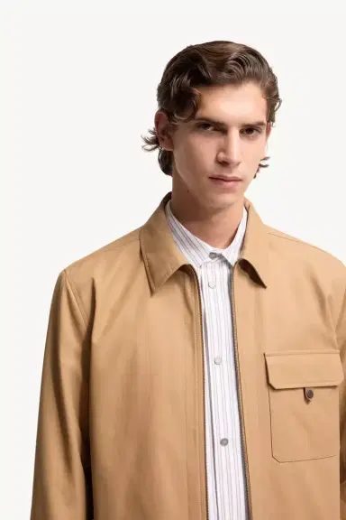 Moncler Leather Logo Cotton Blend Shirt Jacket | Thumbnail 7 Moncler Leather Logo Cotton Blend Shirt Jacket | Thumbnail 7