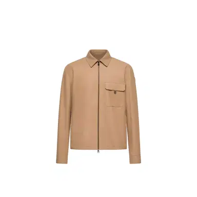 Moncler Leather Logo Cotton Blend Shirt Jacket | Thumbnail 1 Moncler Leather Logo Cotton Blend Shirt Jacket | Thumbnail 1