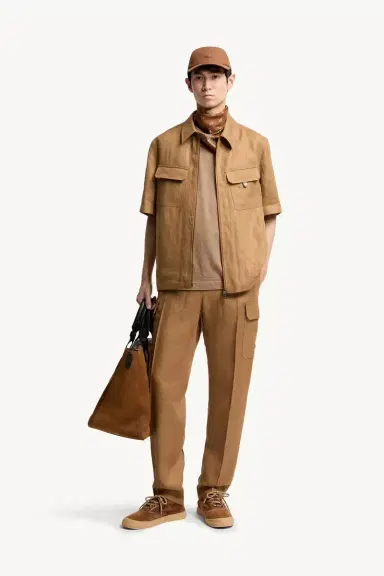 Moncler Linen Twill Short Sleeve Zip-up Shirt | Thumbnail 3 Moncler Linen Twill Short Sleeve Zip-up Shirt | Thumbnail 3