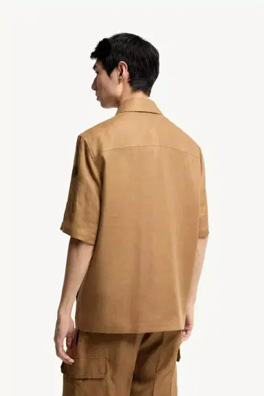 Moncler Linen Twill Short Sleeve Zip-up Shirt | Thumbnail 6 Moncler Linen Twill Short Sleeve Zip-up Shirt | Thumbnail 6