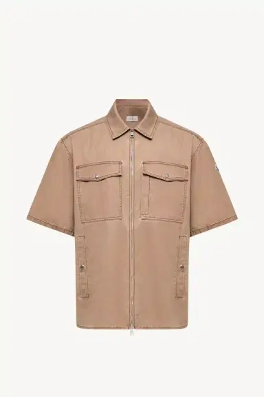 Moncler Short Sleeve Cotton Zip-up Shirt | Thumbnail 2 Moncler Short Sleeve Cotton Zip-up Shirt | Thumbnail 2