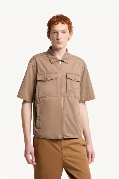 Moncler Short Sleeve Cotton Zip-up Shirt | Thumbnail 5 Moncler Short Sleeve Cotton Zip-up Shirt | Thumbnail 5