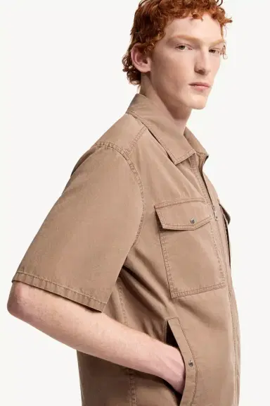 Moncler Short Sleeve Cotton Zip-up Shirt | Thumbnail 7 Moncler Short Sleeve Cotton Zip-up Shirt | Thumbnail 7