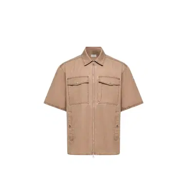 Moncler Short Sleeve Cotton Zip-up Shirt | Thumbnail 1 Moncler Short Sleeve Cotton Zip-up Shirt | Thumbnail 1